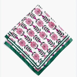 J. Crew Pink and Green Floral Silk Scarf